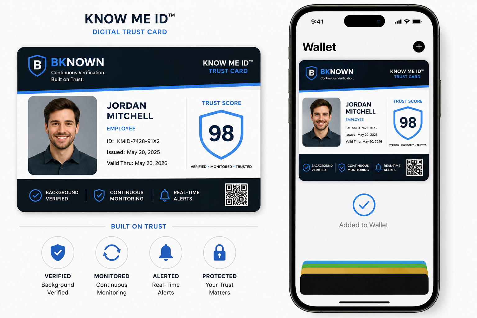 Know Me ID digital trust card and mobile wallet preview